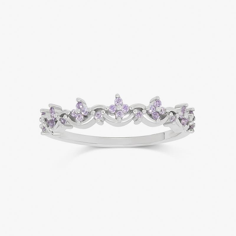Anel com Zircônia Lilás em Prata 925