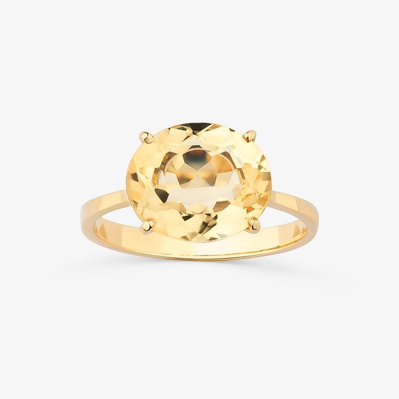 Anel com Citrino em Ouro Amarelo 18k
