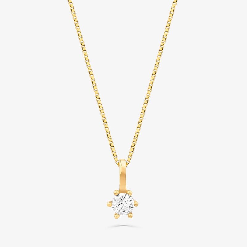 Pingente Solitário com 10 Pontos de Diamantes em Ouro Amarelo 18k