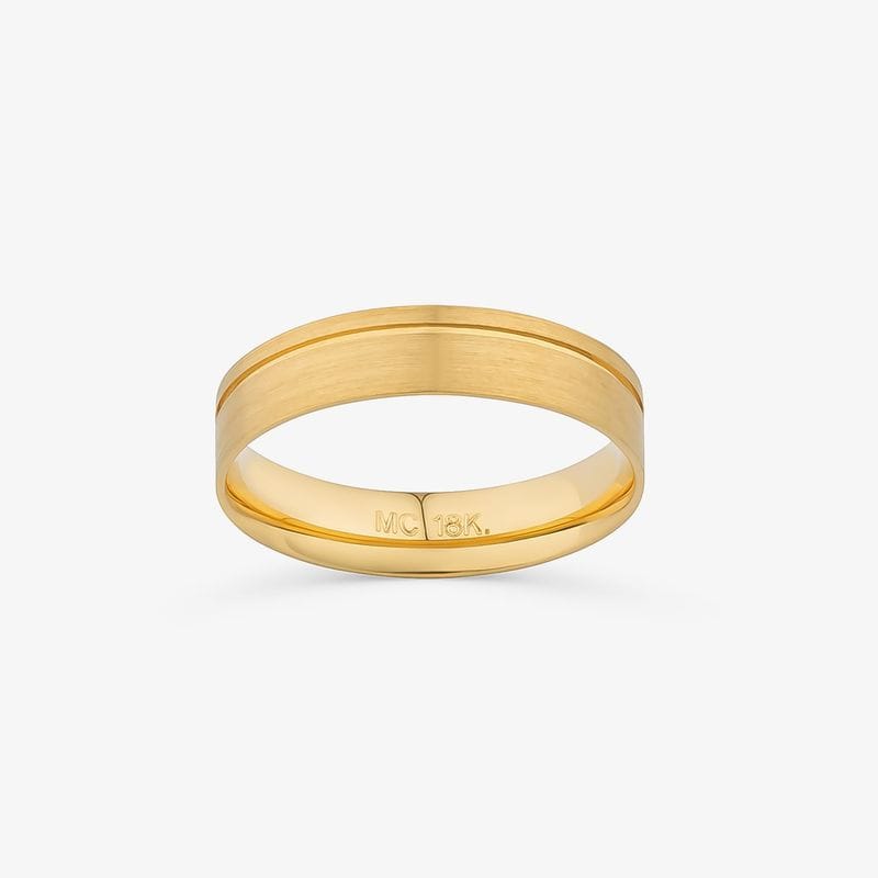 Aliança Anatômica com Friso em Ouro Amarelo 18k - 4,5 mm