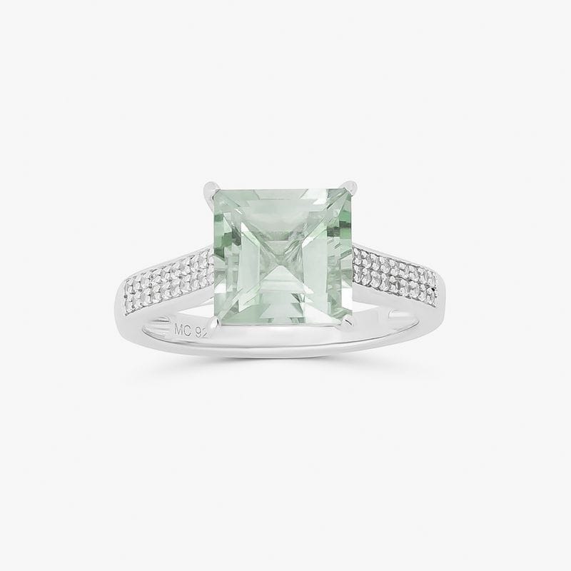 Anel com Prasiolita e Safira em Prata 925