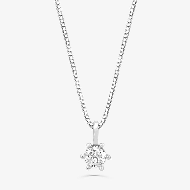 Pingente Solitário com 20 Pontos de Diamantes em Ouro Branco 18k