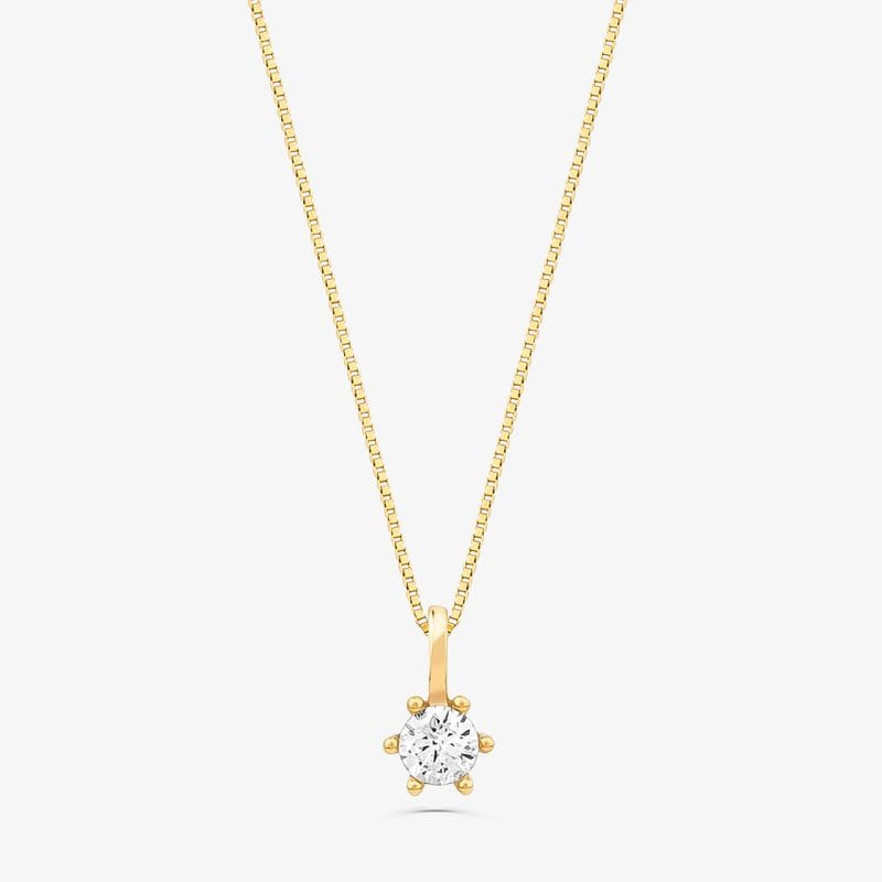 Pingente Solitário com 15 Pontos de Diamantes em Ouro Amarelo 18k