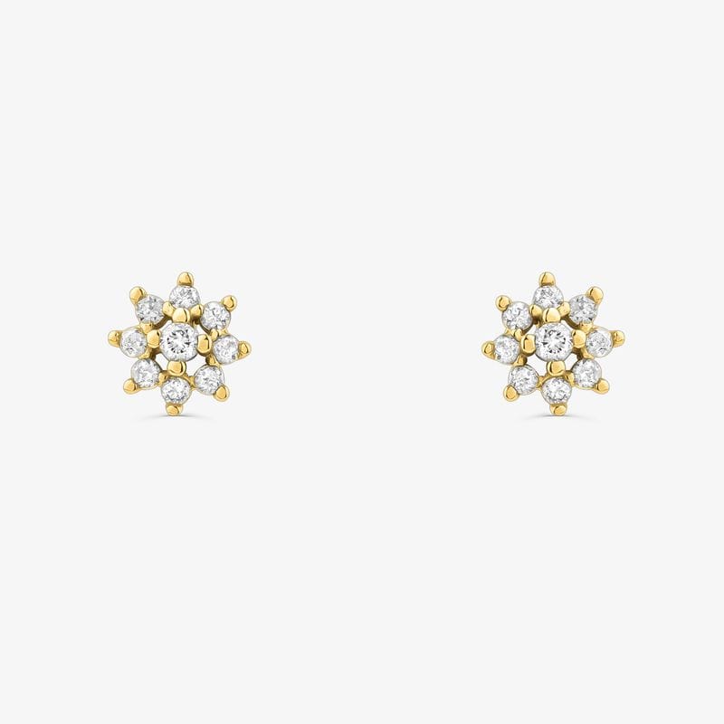 Brinco Stud com Diamantes em Ouro Amarelo 18k
