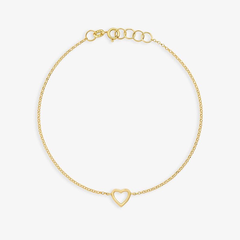Pulseira Coração em Ouro Amarelo 18k - 18 cm