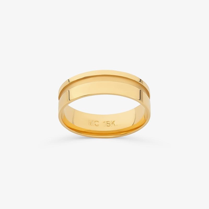 Aliança Anatômica com Friso em Ouro Amarelo 18k - 6 mm