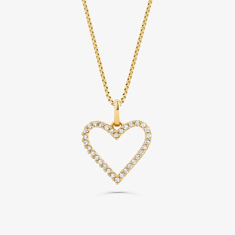 Pingente de Coração com Diamantes em Ouro Amarelo 18k