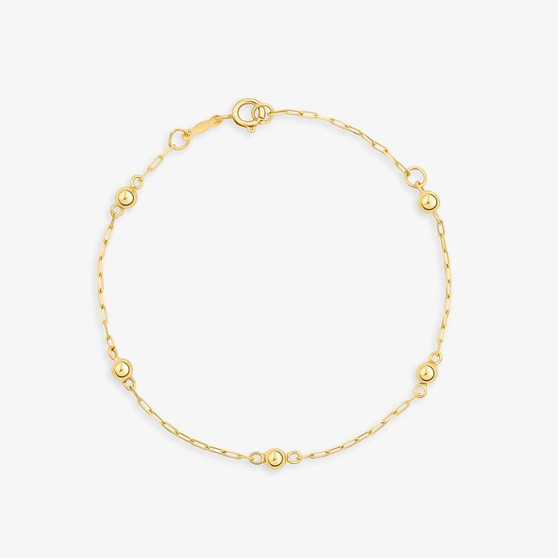 Pulseira Infantil Esferas em Ouro Amarelo 18k - 14 cm