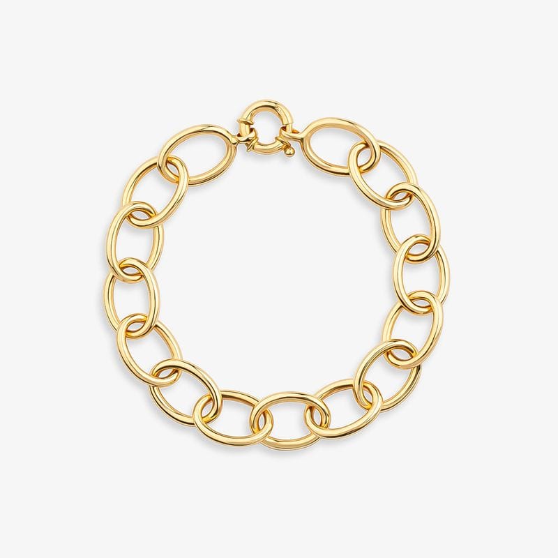 Pulseira Malha Elo Portugues em Ouro Amarelo 18k - 19 cm