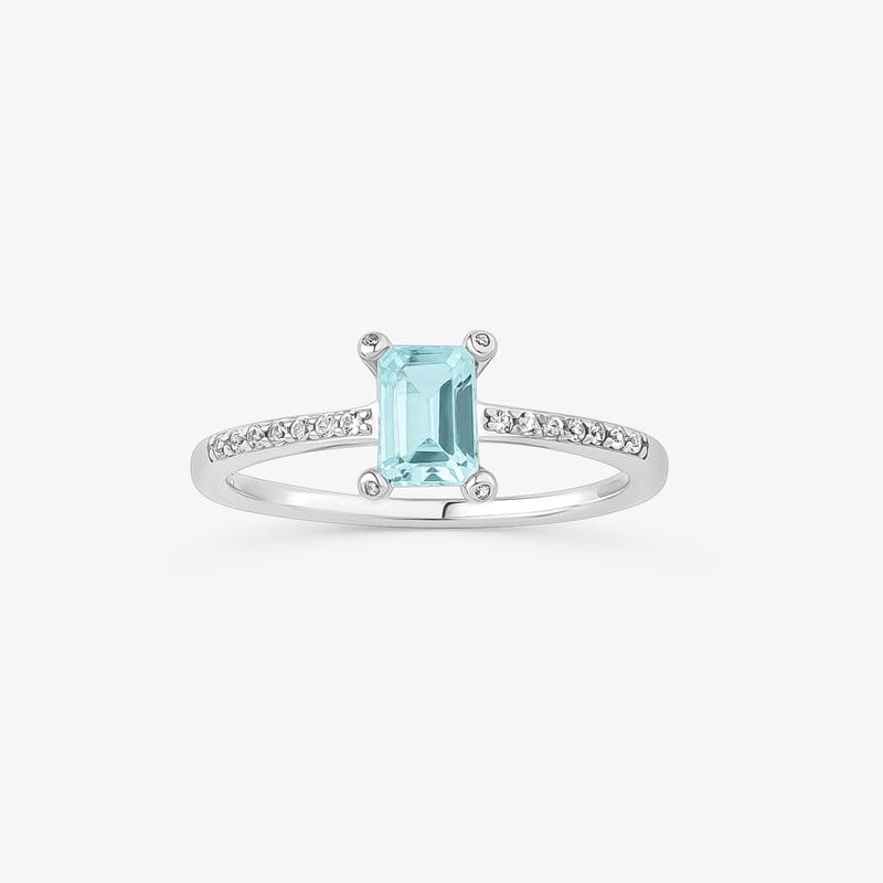 Anel Solitário com Safira e Topázio Azul em Prata 925