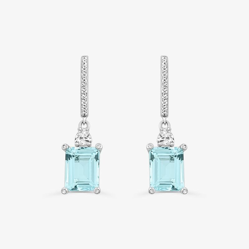 Brinco Maxi com Safira e Topázio Azul em Prata 925