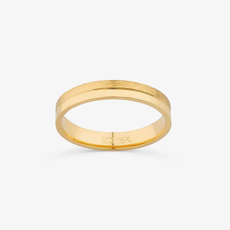 Aliança Anatômica com Friso em Ouro Amarelo 18k - 3,5 mm