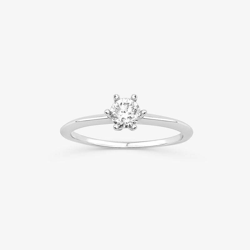 Anel Solitário com 40 Pontos de Diamantes em Ouro Branco 18k