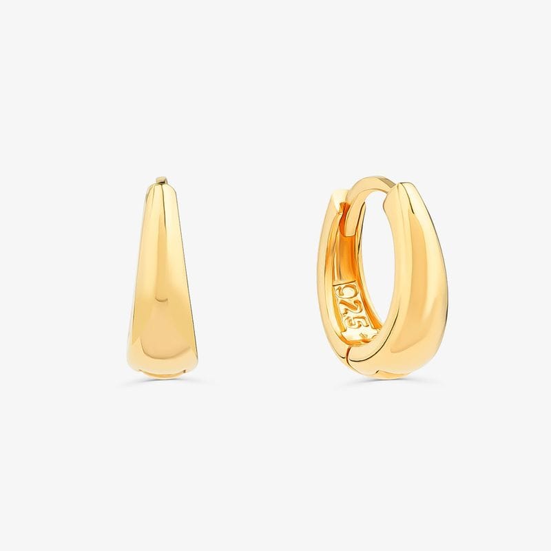 Brinco Argola Gota 11mm em Prata com Banho de Ouro Amarelo 18k
