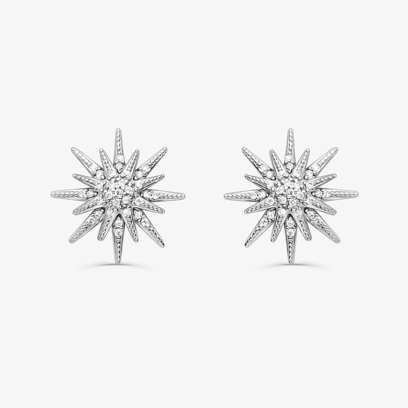 Brinco Stud com Diamantes em Ouro Branco 18K