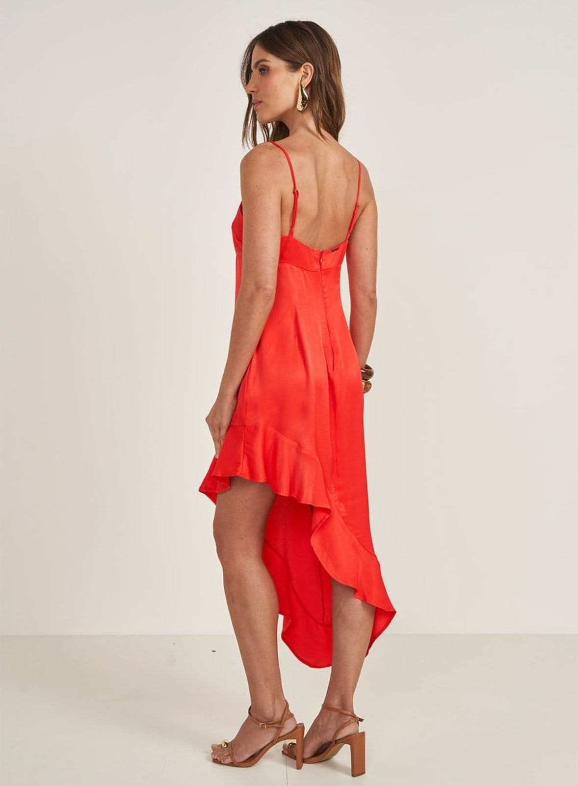 Vista 2 Vestido Comfort Assimétrico Com Fenda Lateral Colcci Ife Colcci vermelho