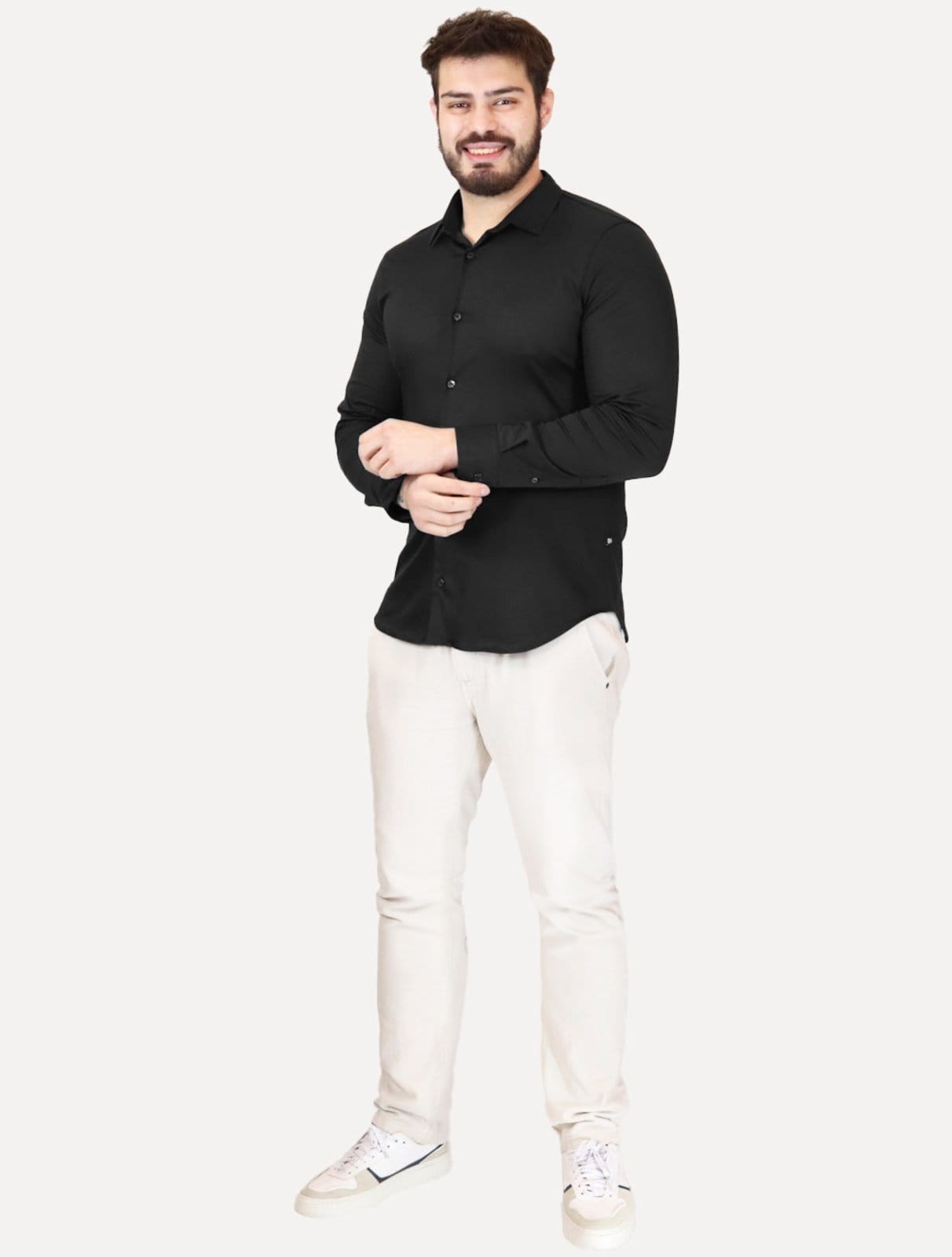 Camisa John John Masculina Ultra Slim Black Logo Preta