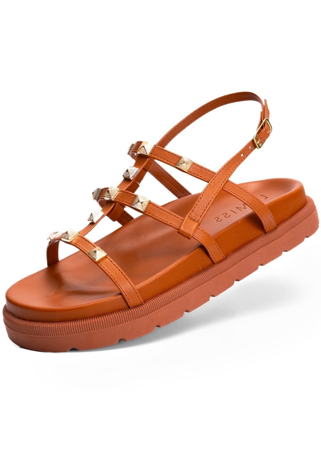 Sandália Papete Feminina Lumiss Confortável Spike Pirâmide Fivela