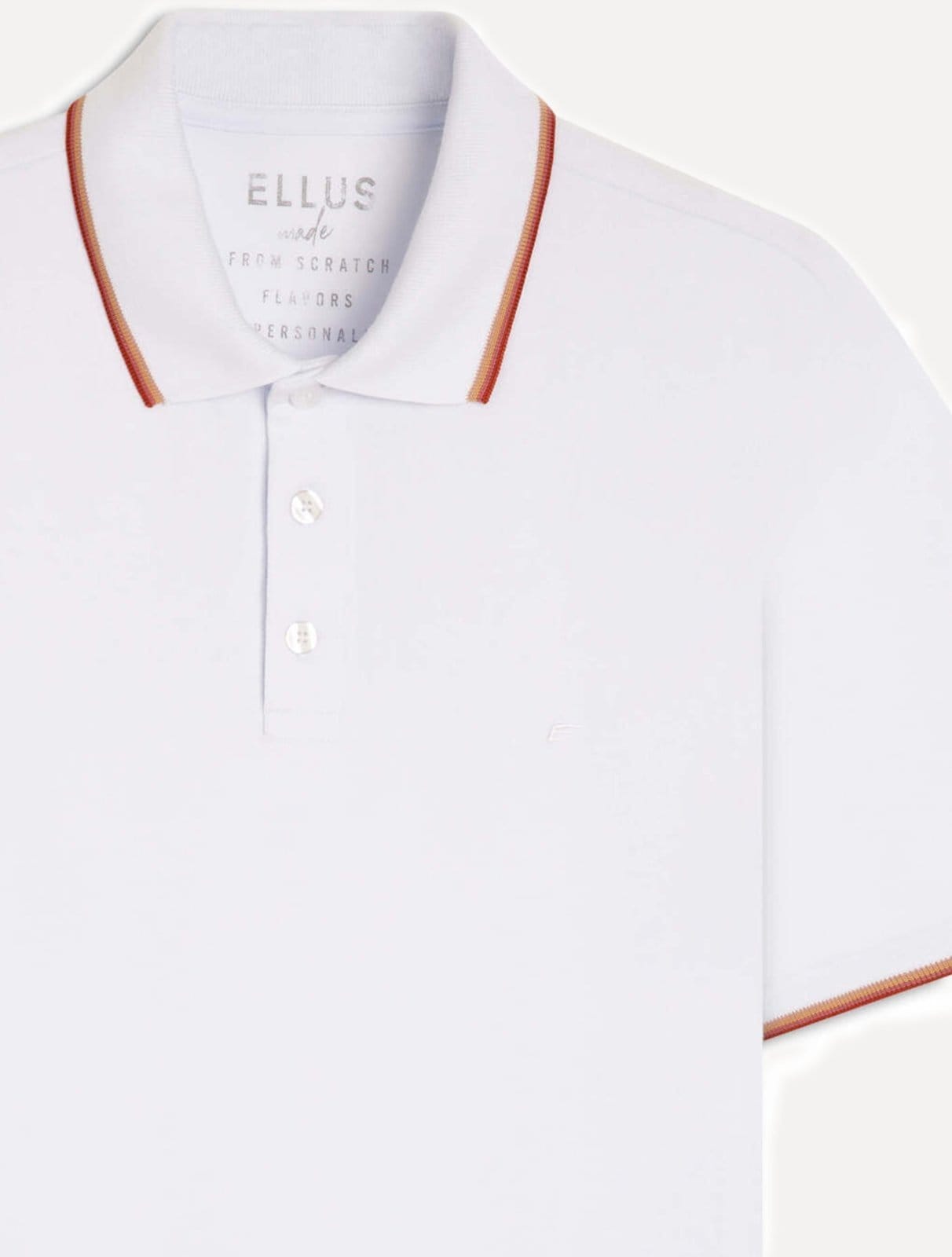 Vista 2 Polo Ellus Masculina Piquet Classic Easa Friso Light Branca Ellus branco
