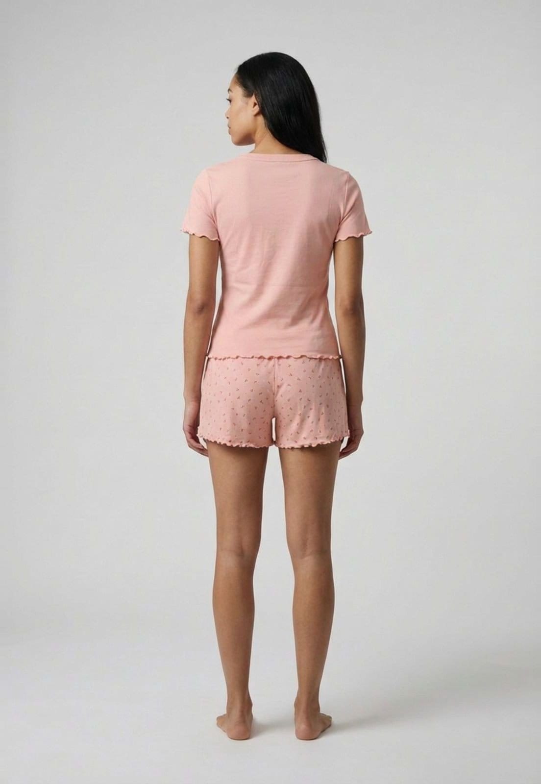 Vista 2 Conjunto Pijama Curto Feminino Hering Estampa Flores Hering rosa