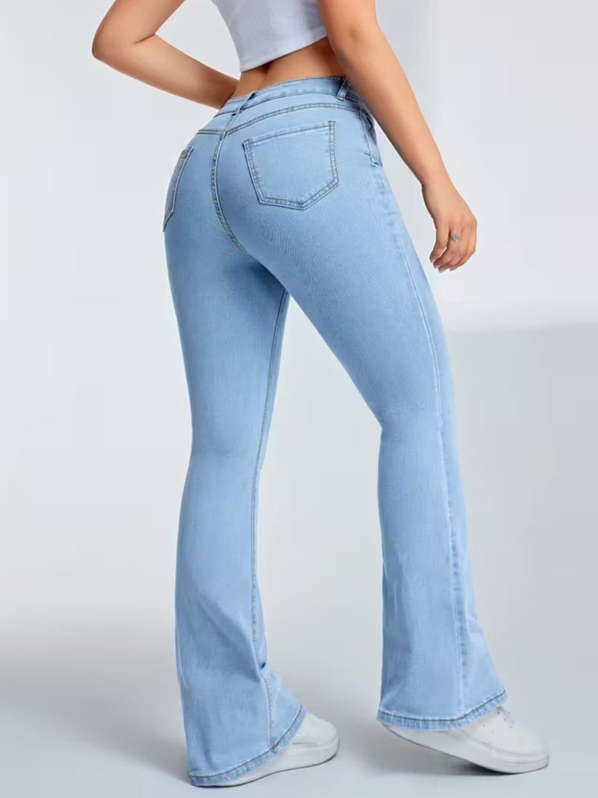 Vista 2 Calça Flare Feminina Sk Jeans casual e confortável ideal dia a dia Delave TEX JEANS azul