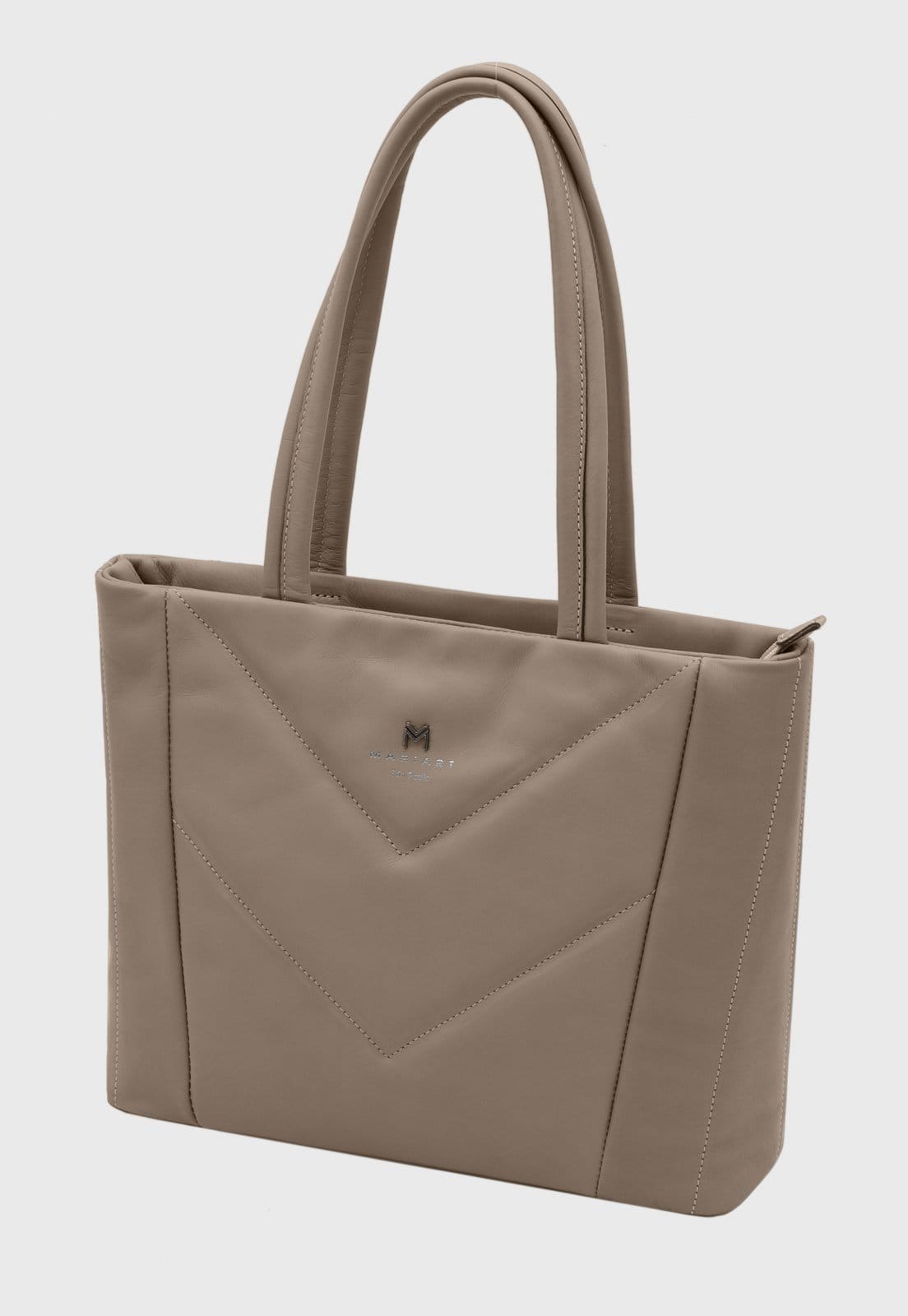 Vista 2 Bolsa Tote Couro Mariart Graviolinha New Mariart bege