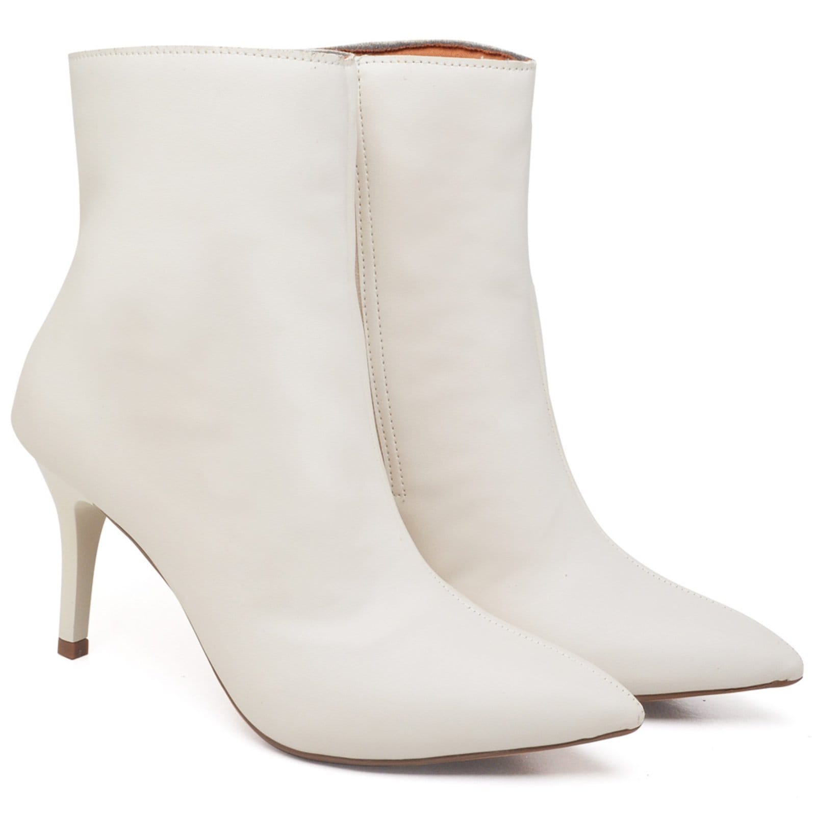 Bota Cano Curto Salto Fino Médio Napa Off White Ella's
