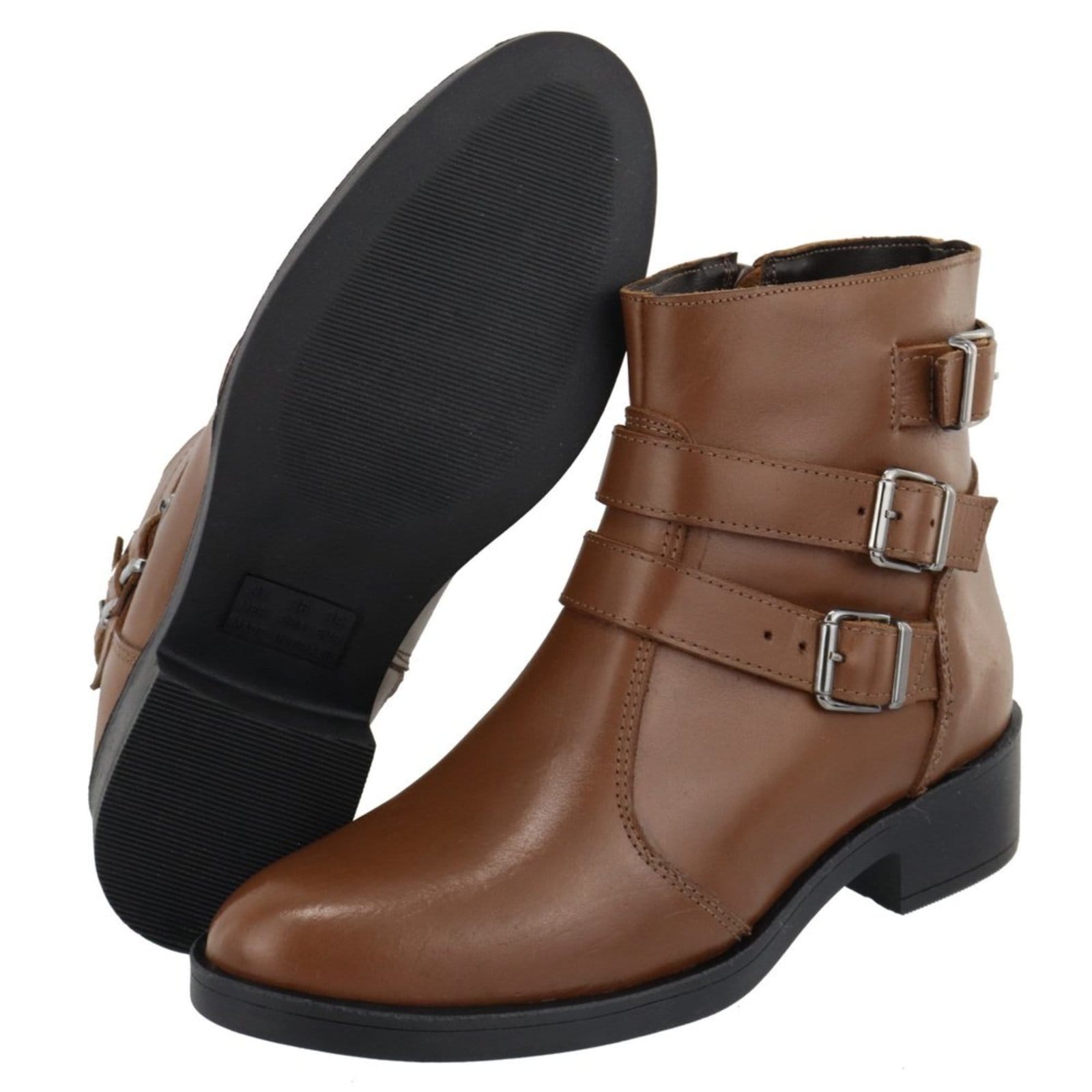 Vista 2 Bota em Couro Feminina Cano Curto Conhaque Lançamento TELLINI STORE caramelo