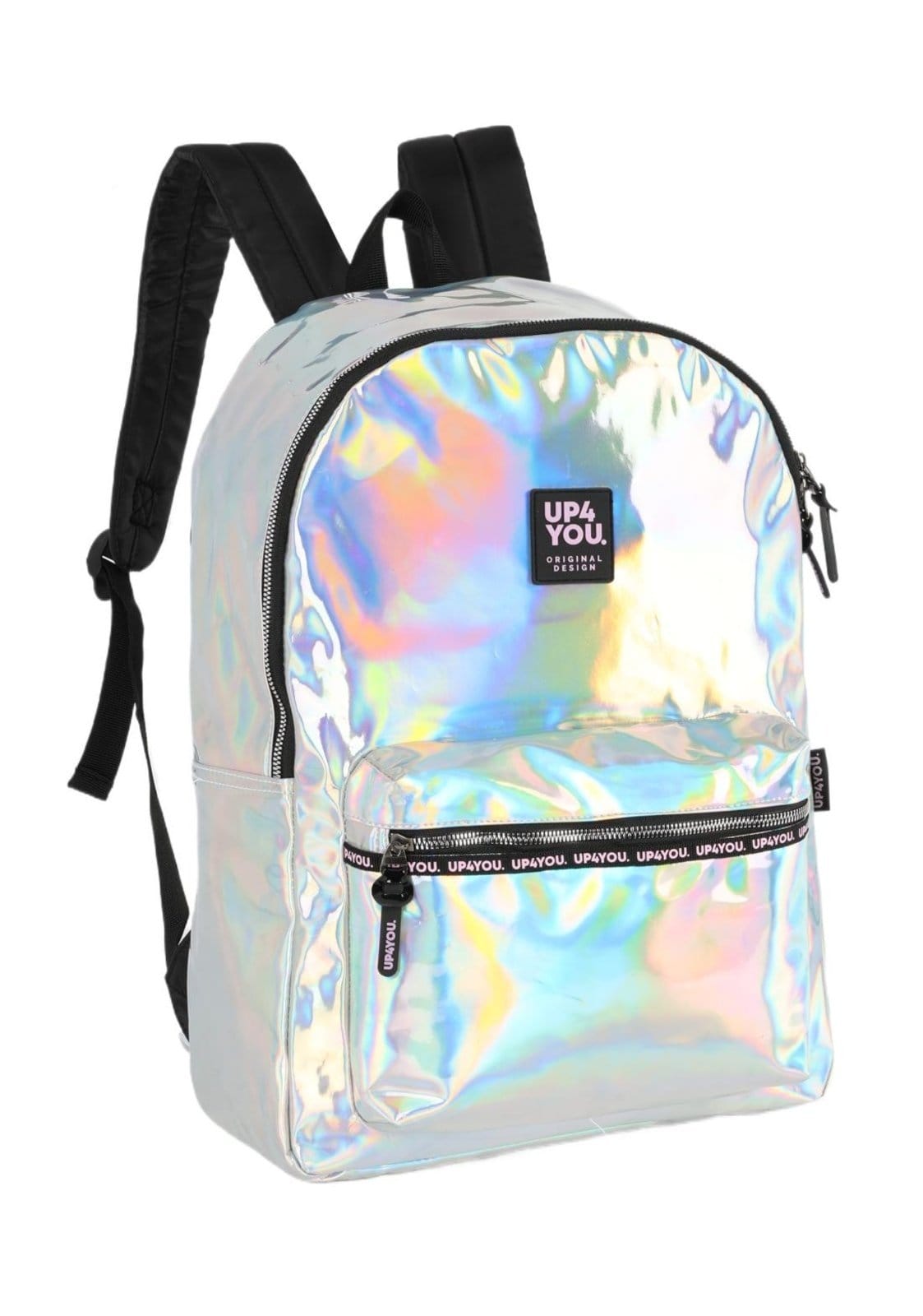 Vista 2 Infantil - Mochila de Costas Média Juvenil Básica Holográfrico Up4you Up4you prata