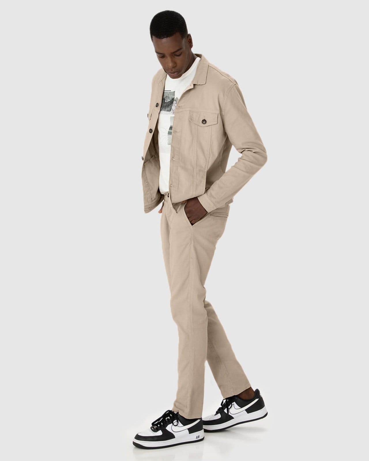 Vista 2 Calça Masculina Chino Em Sarja Com Elastano Malwee preto