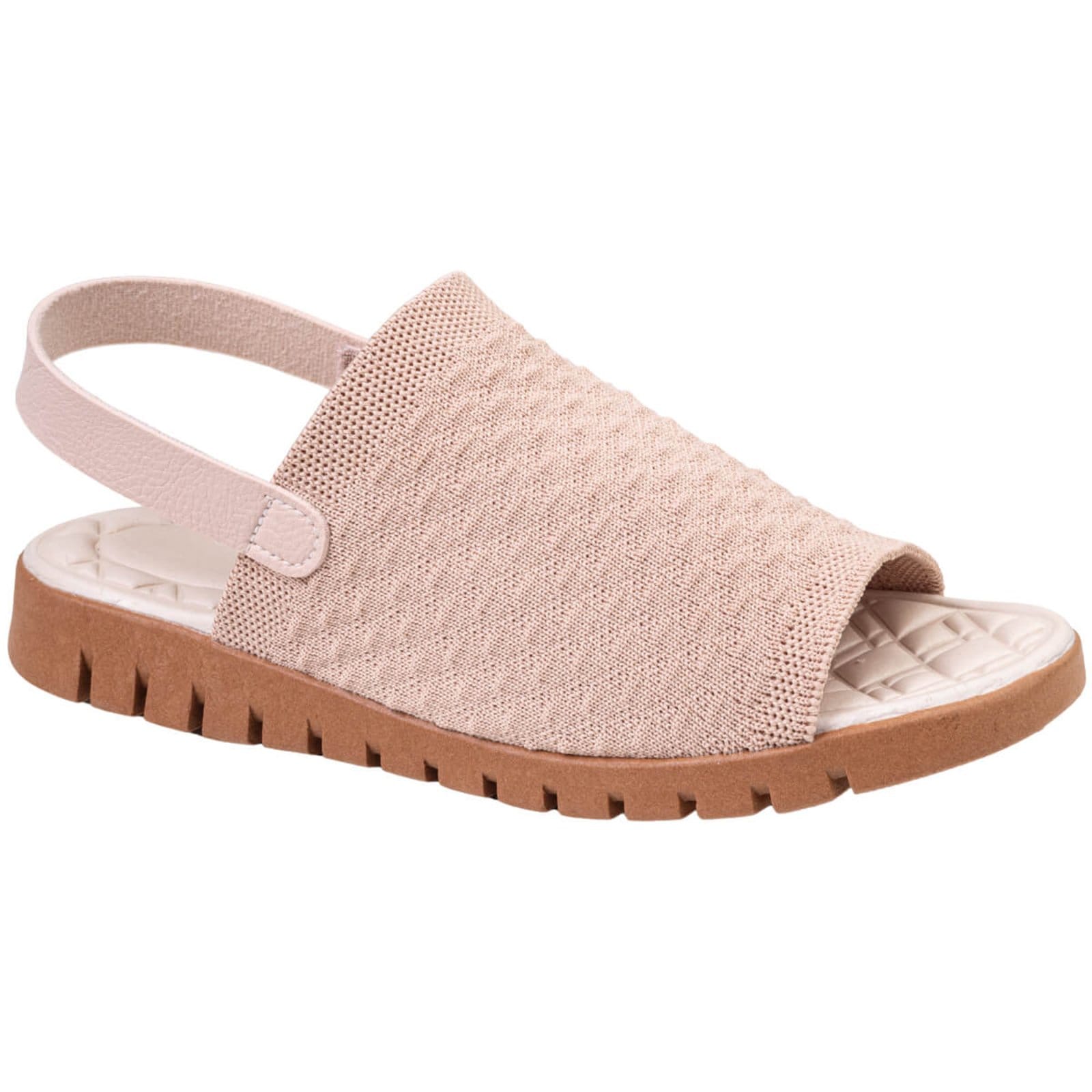 Vista 2 Kit 2 Sandália Feminina Ortopédico Knit Calce Fácil Meia Elástico Massageadora leve Confortável Via Angel 7603 Preto e VIA ANGEL nude