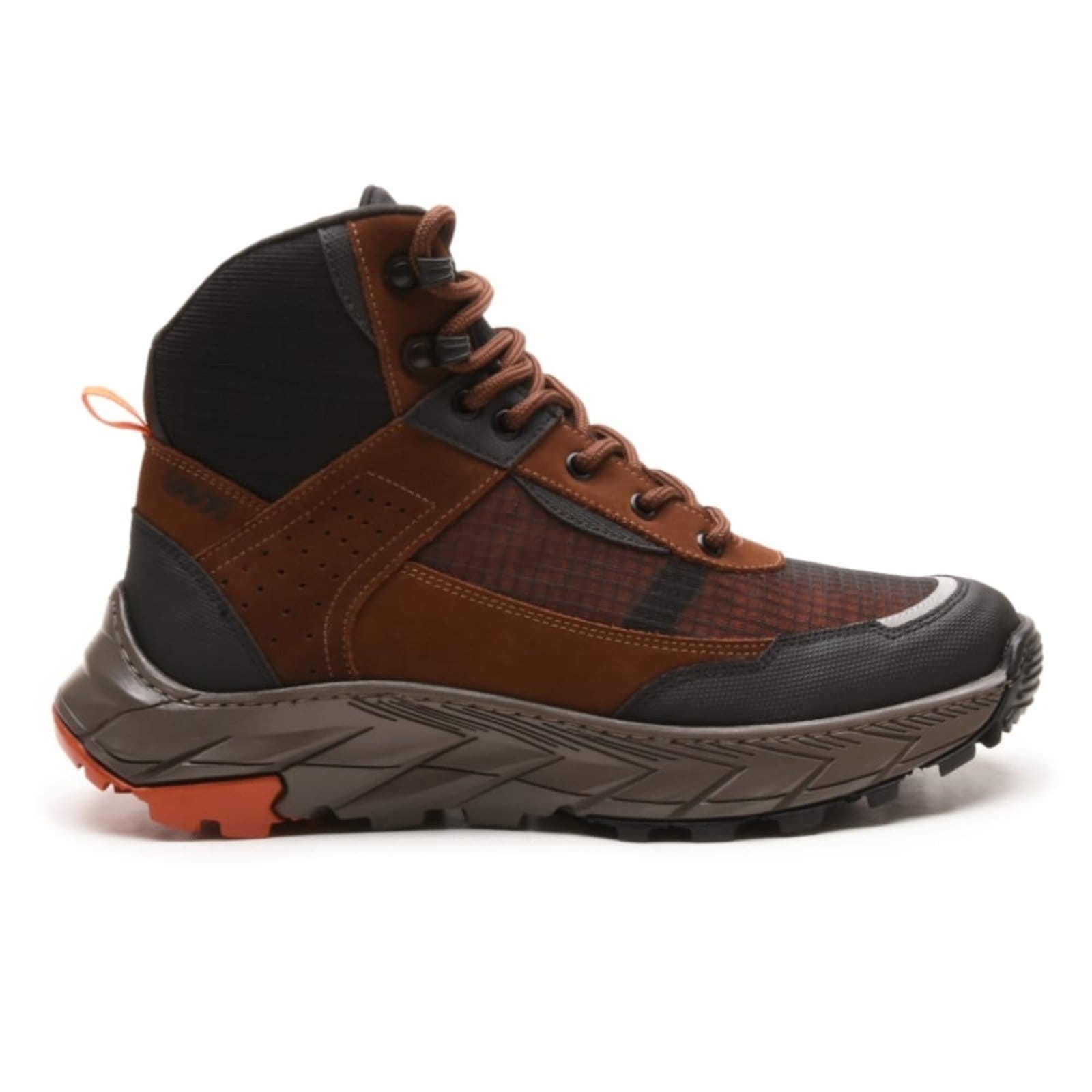 Vista 2 Bota Coturno Masculino Adventure Couro Legitimo Sola Antiderrapante Confortável CARMELO SHOES marrom