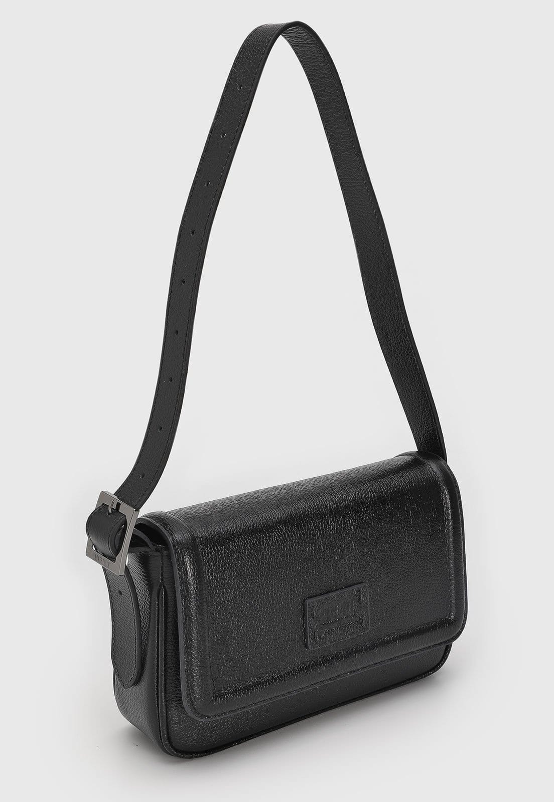 Vista 2 Bolsa Tiracolo Santa Lolla em Couro Alça Ajusável Preta Santa Lolla preto