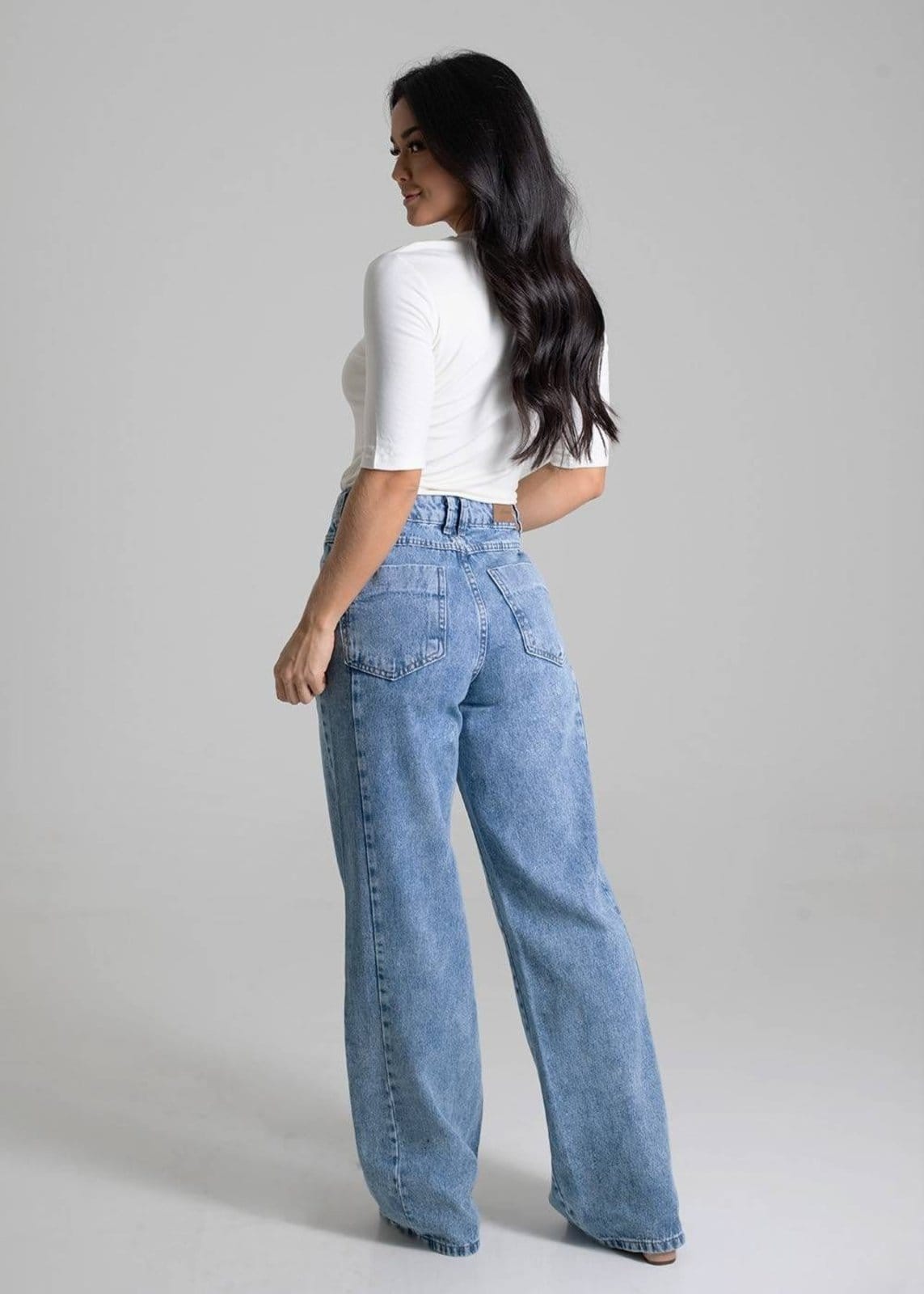 Vista 2 Calça Jeans Sawary Wide Leg - 280094 Sawary azul