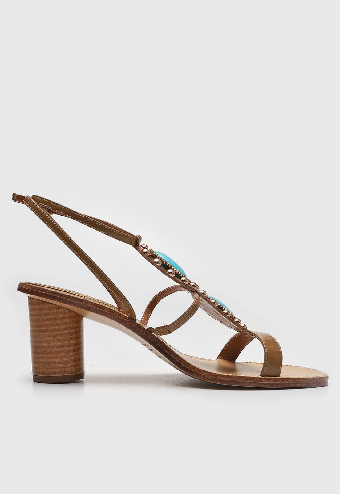 Vista 2 Sandália Feminina Lança Perfume Salto Bloco Pedraria Lança Perfume marrom