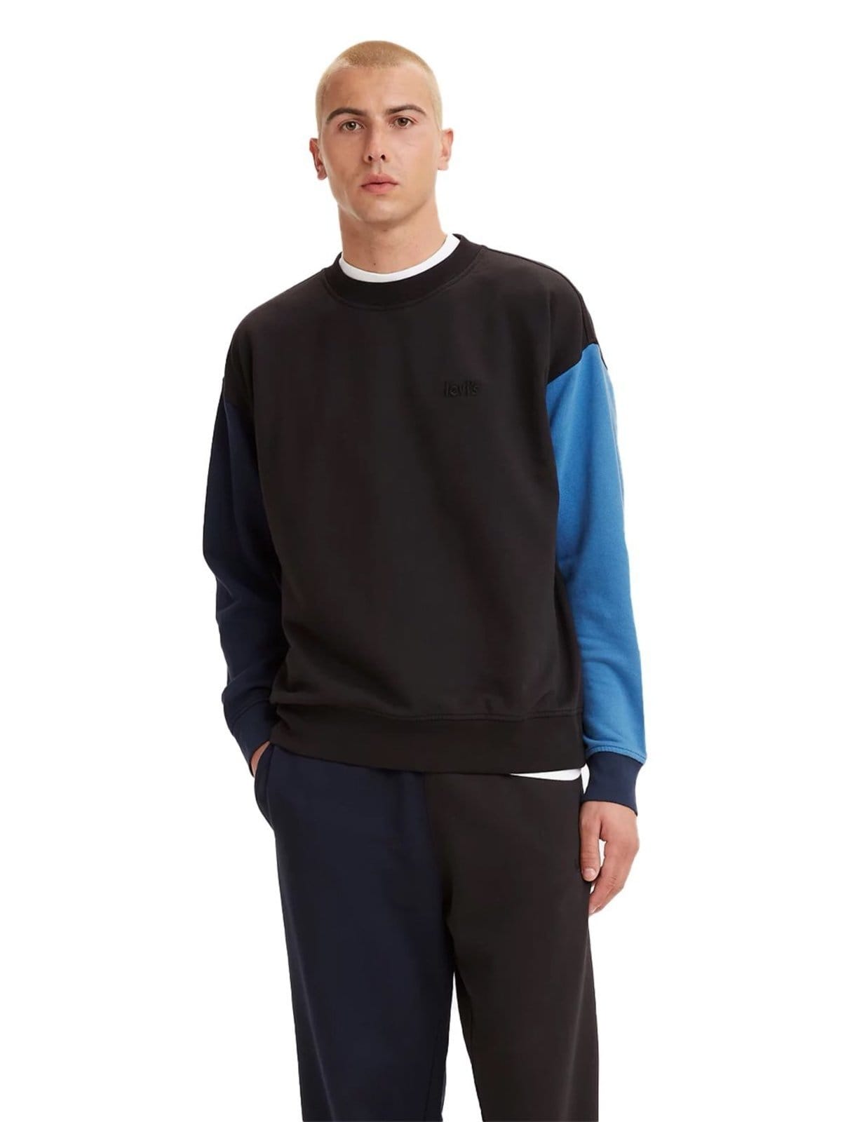 Moletom Levis Masculino Crewneck Fleece Embroidered Blue Preto