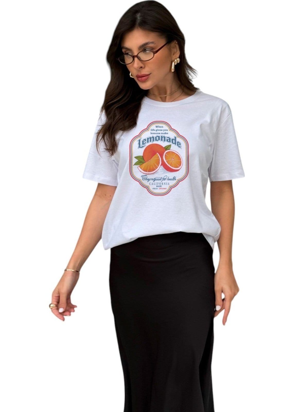 Vista 2 Camiseta Feminina Cianitas Branca Estampa Lemonade Cianitas branco