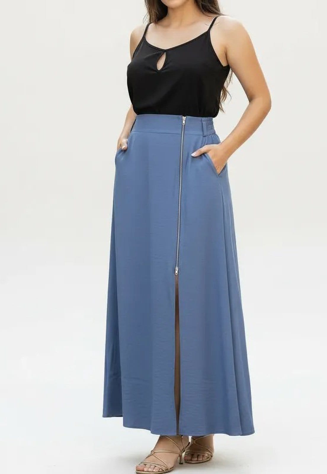 Saia Cabanafree Midi com Zíper Blue - 2