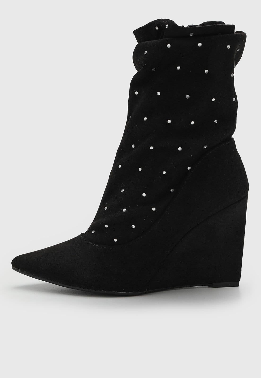 Vista principal Bota Feminina Vizzano Cano Baixo Preta VIZZANO preto