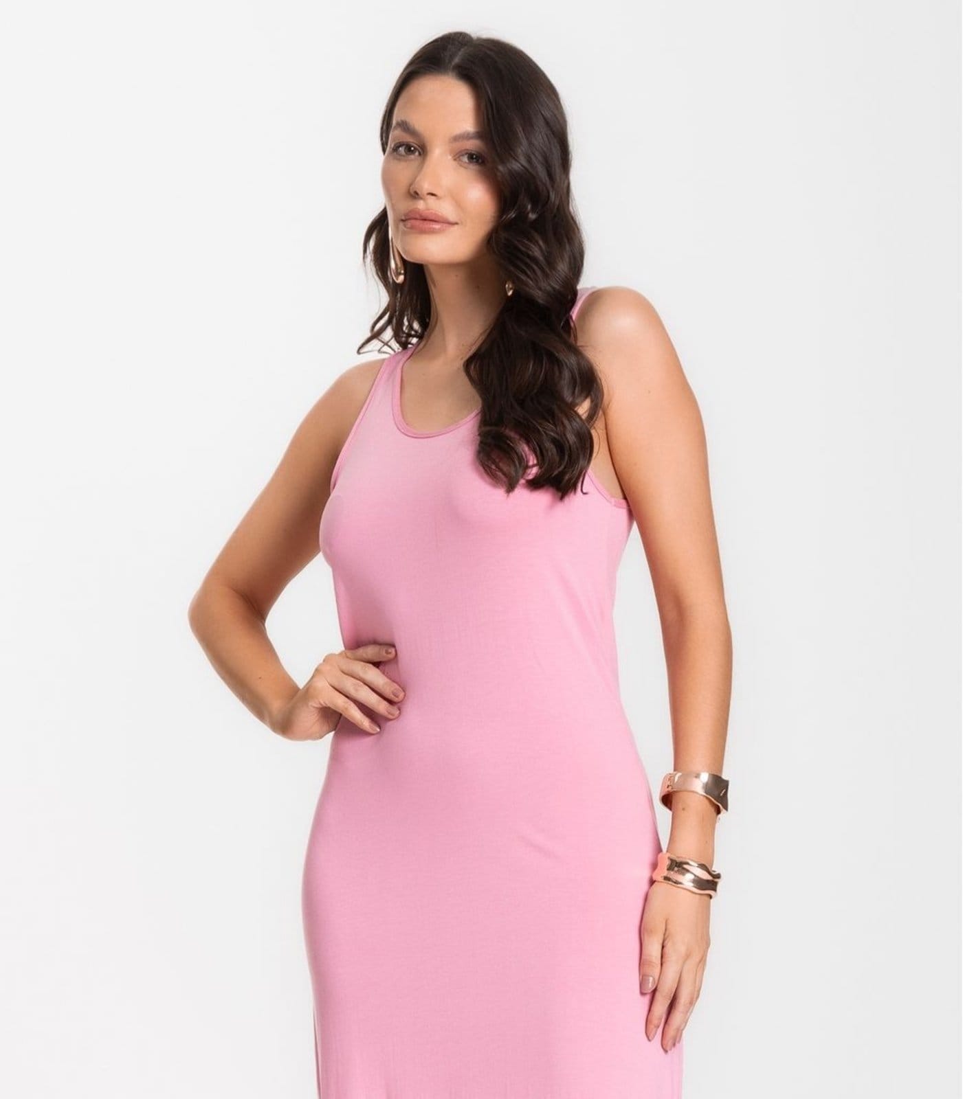 Vista 2 Vestido Midi Feminino Select Select rosa
