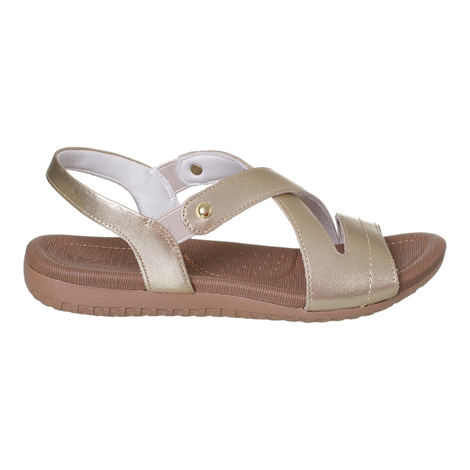 Vista 2 Sandália Feminina Rasteira Couro Elástico Angipé prata