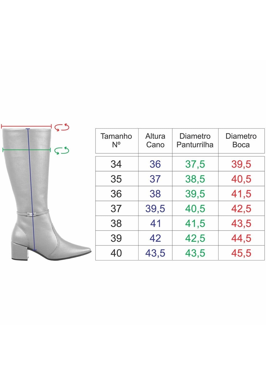Vista 2 Bota Feminina Montaria GiGiL Cano Alto Bico Fino Gigil preto