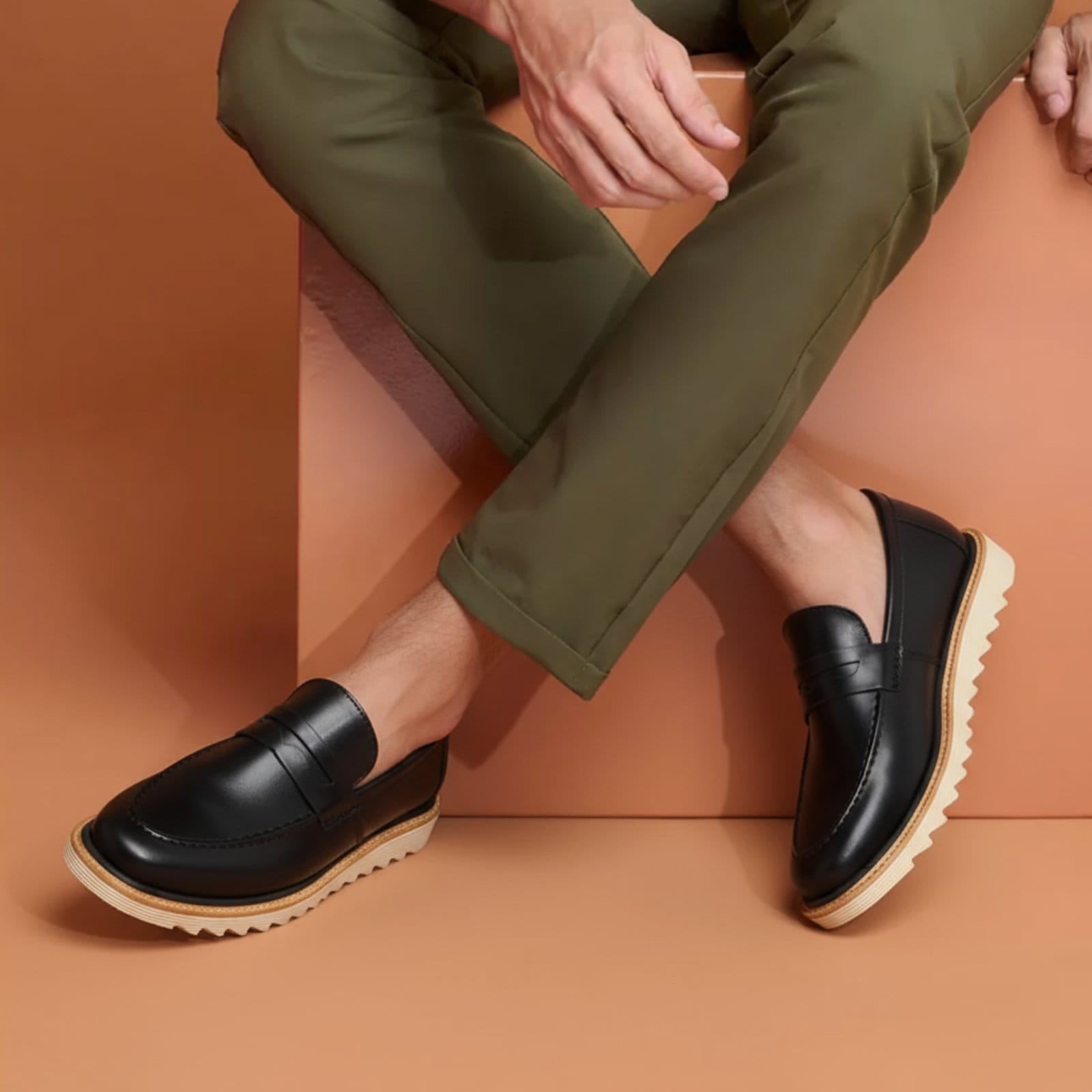 Vista 2 Sapato Masculino Casual Loafer Tratorado Premium DuPRADO preto