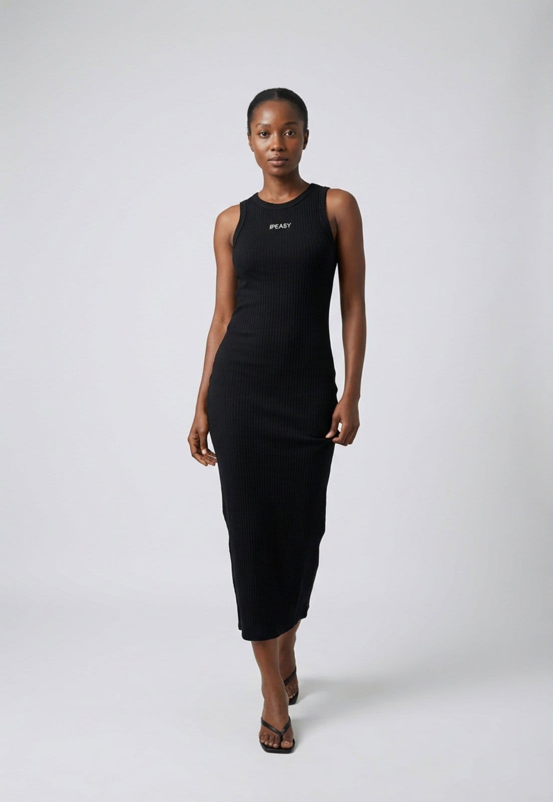 Vista principal Vestido Feminino Lança Perfume Super Midi Sem Mangas Lança Perfume preto