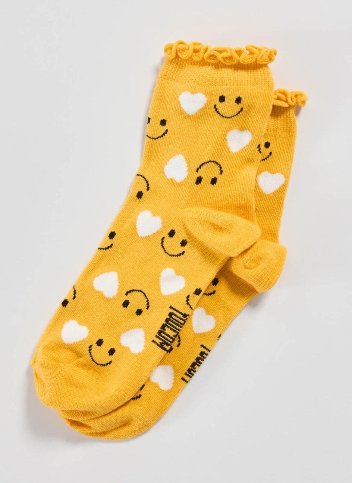Meia Amarela Babadinho Coração Smile
