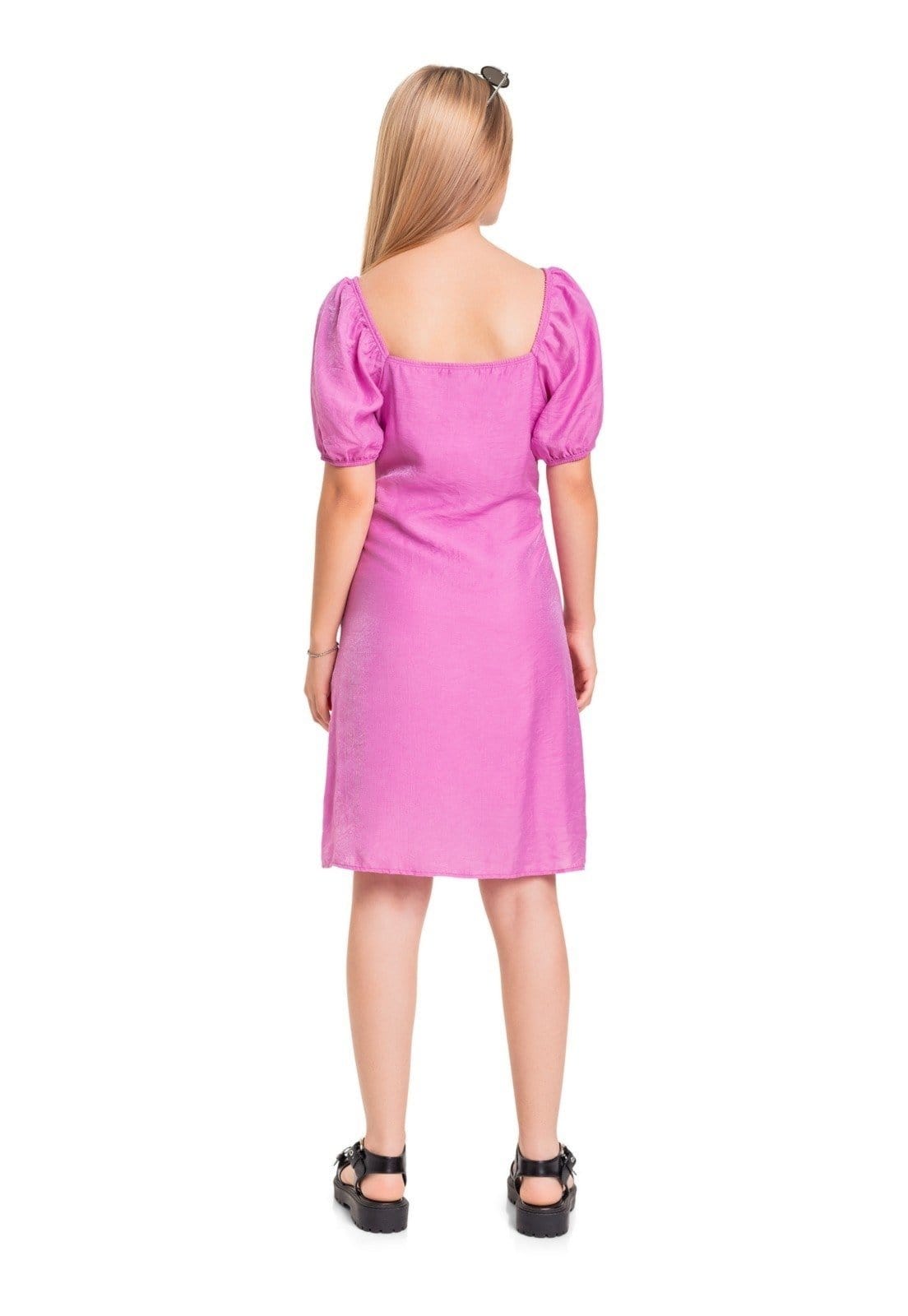 Vista 2 Infantil - Vestido em Tecido Juvenil Gloss Gloss rosa