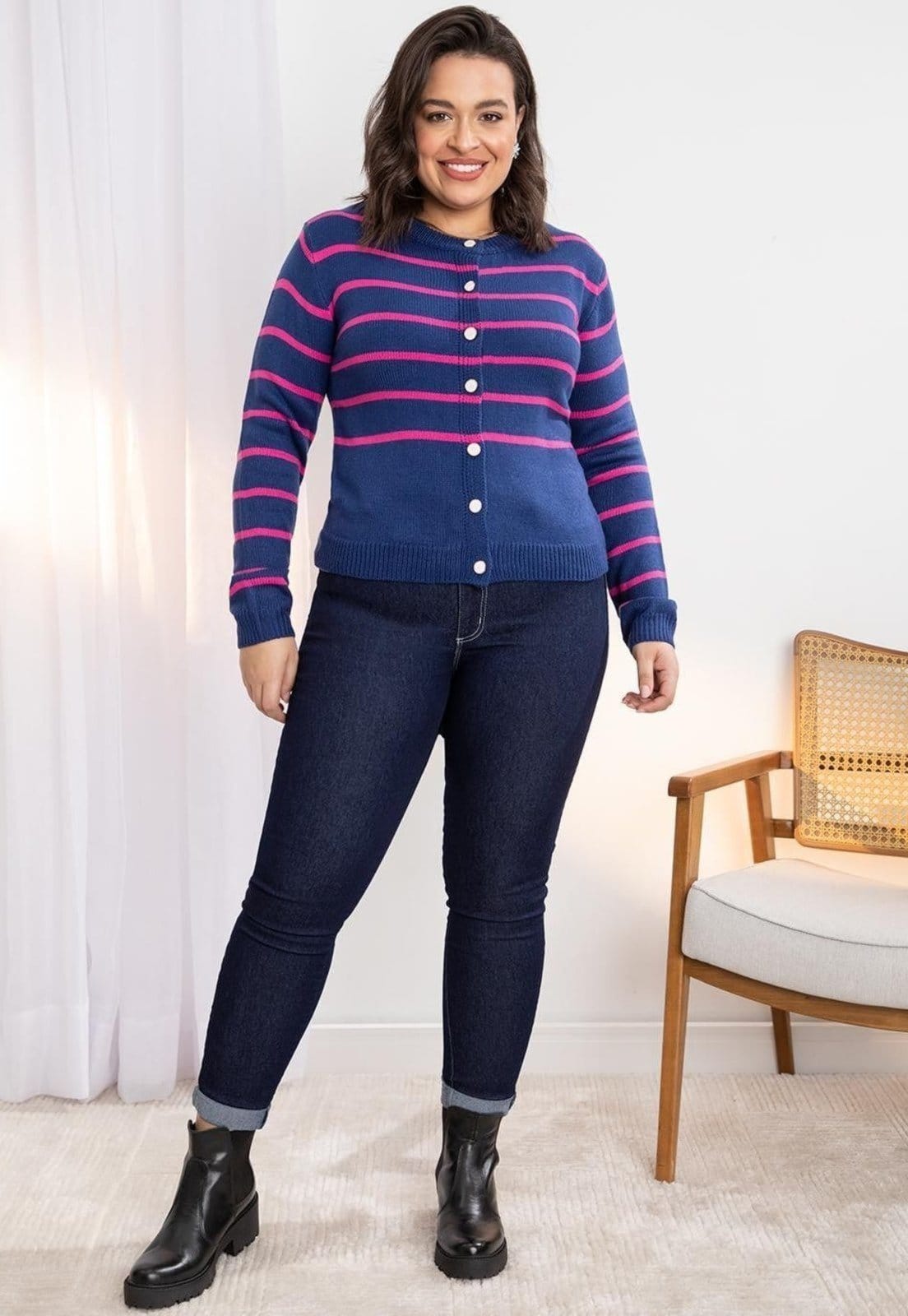 Casaco Em Tricô Com Botões