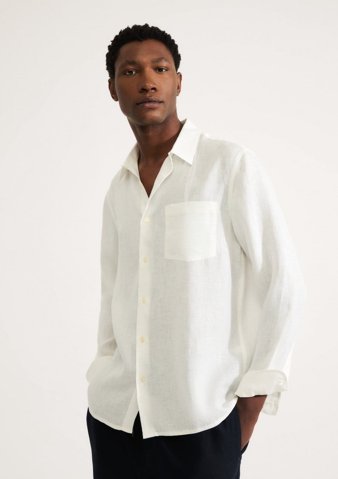 Camisa Masculina Manga Longa Em Linho