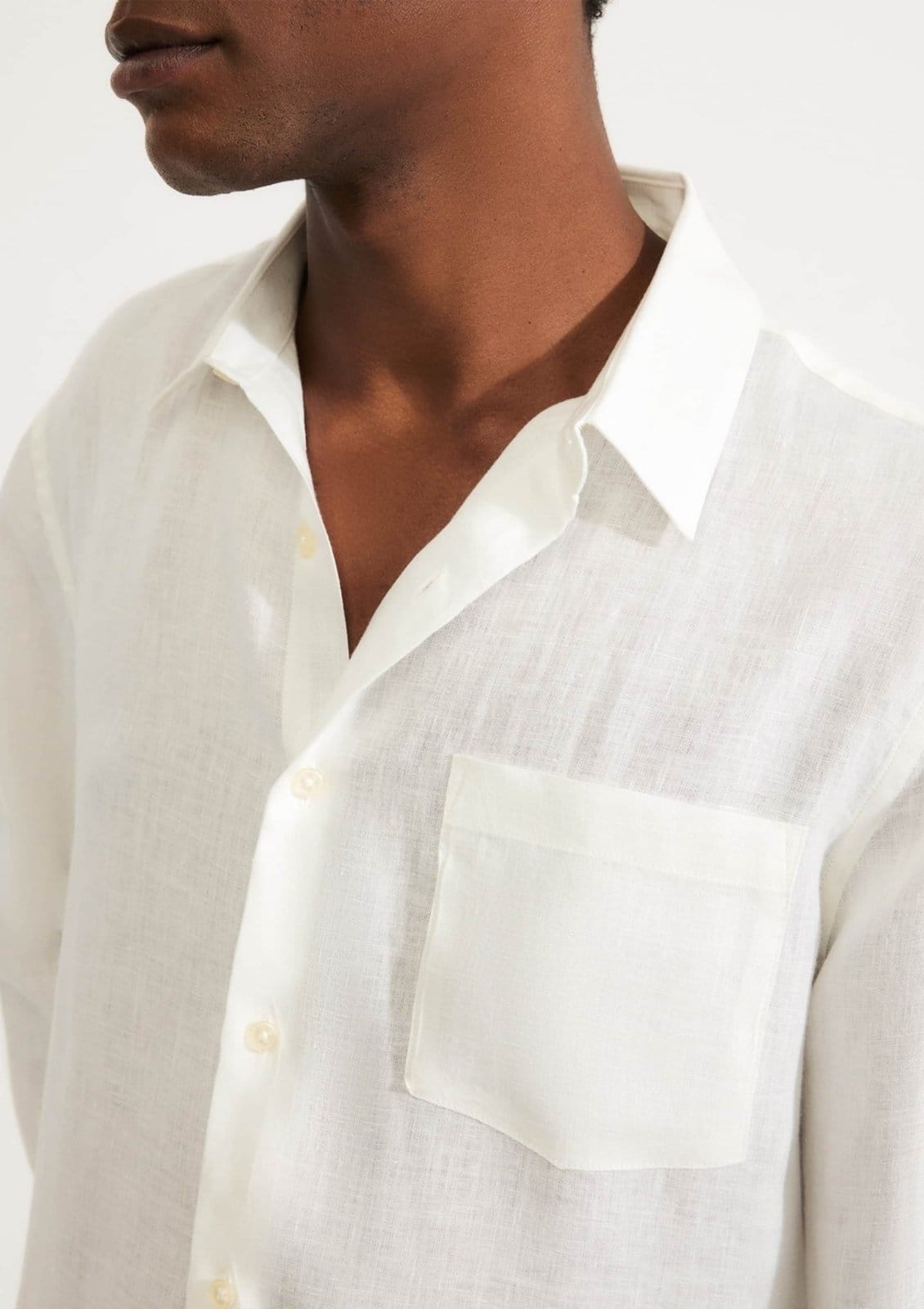 Vista 2 Camisa Masculina Manga Longa Em Linho Hering off-white