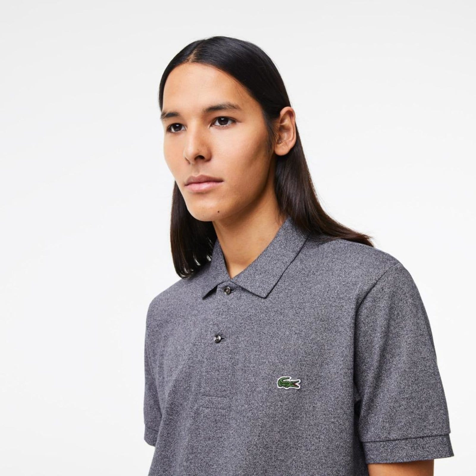 Vista principal Camisa polo masculina Lacoste mescla Lacoste cinza
